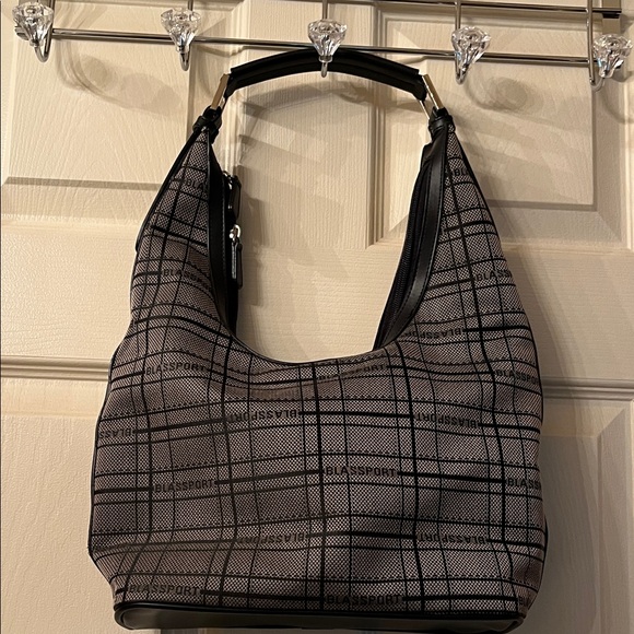Bill Blass Black and White Checkered Hobo Bag - Picture 1 of 3